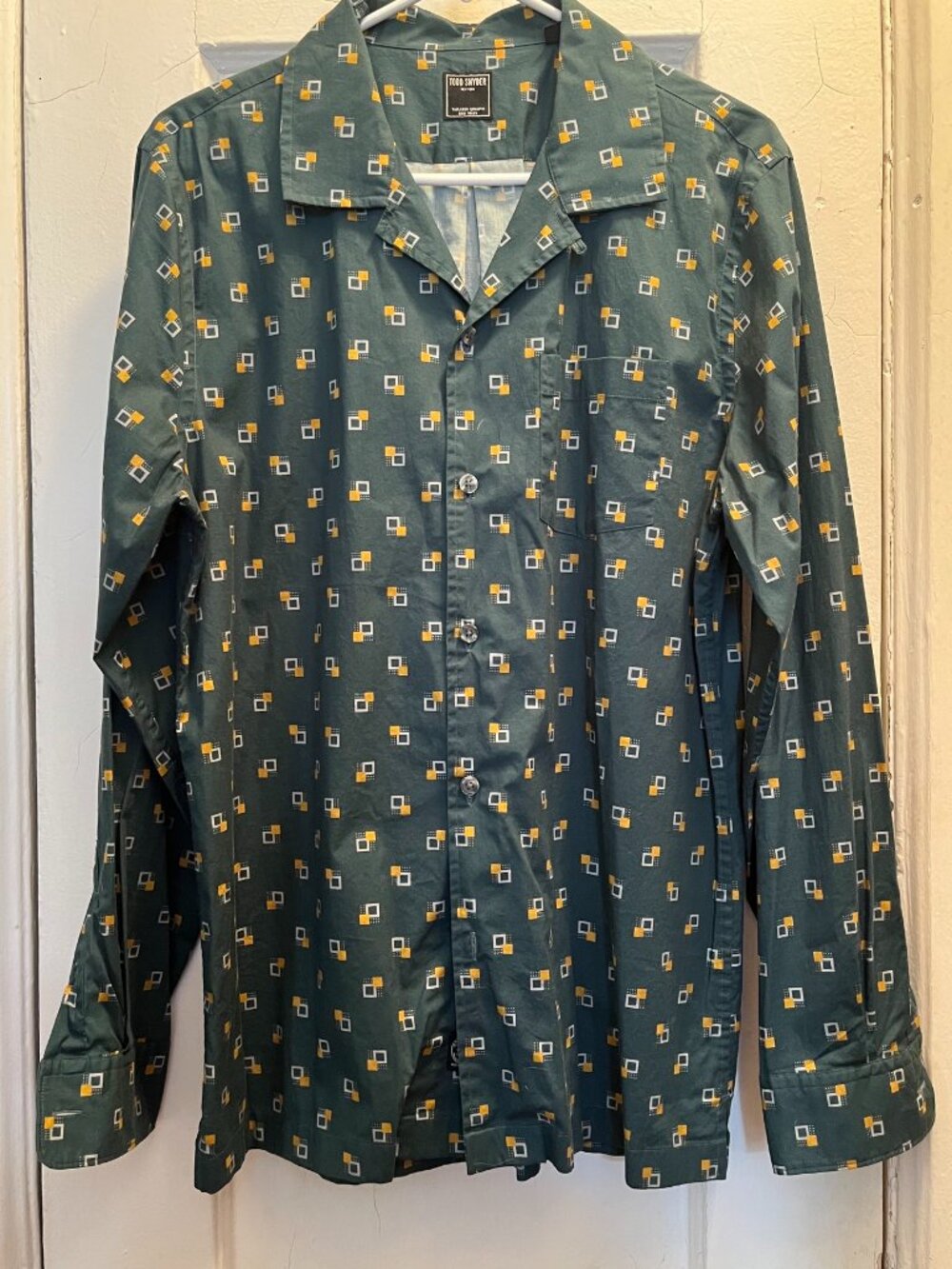 Todd Snyder Long Sleeve Button Down Green Pattern Shirt